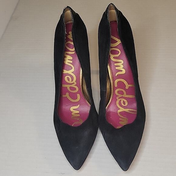 Sam Edelman "Celia" Black Suede Leather Stiletto Heels Size 9M with 4.75" heels - Picture 1 of 9